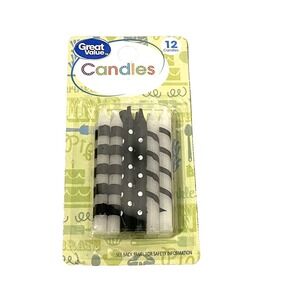 great value 12 count black and white birthday‎ party cake candles